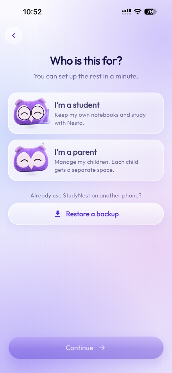 StudyNest Who is this for screen on iPhone 15 Pro Max
